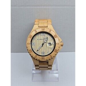 Earth Wood Quartz Watch Maple Bracelet Date 50mm Mens Eco Friendly New Battery